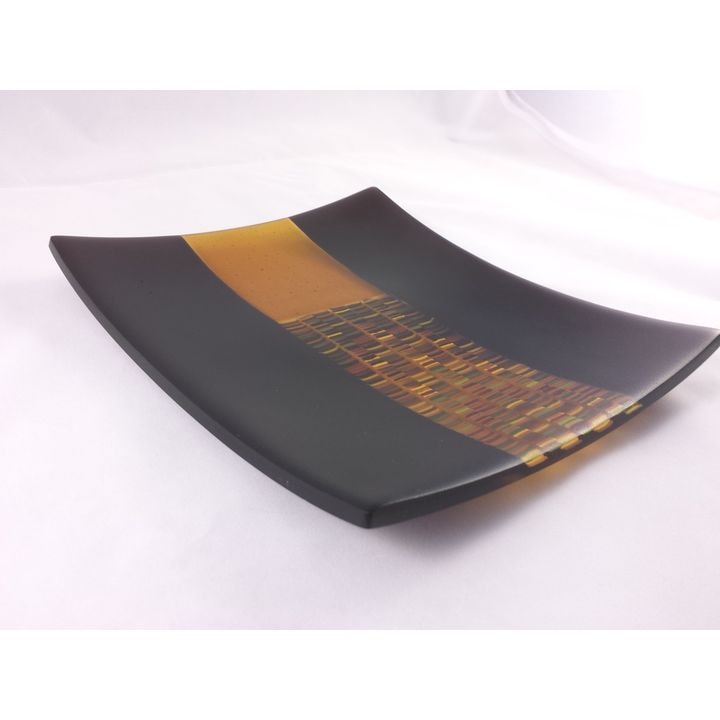 Fused glass sushi plate approximately 10x10 inches